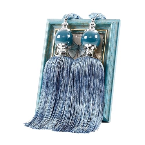 AYWTIUN Seilhalter für Vorhänge 1 Pair Curtain Tie Backs with Tassel Traditional Tieback Curtain Decorative Accessories(Blue) von AYWTIUN