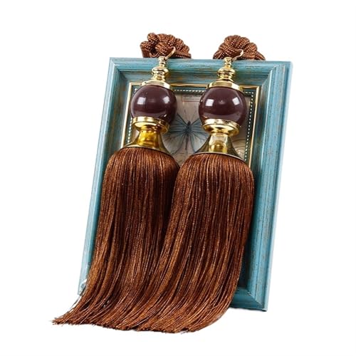 AYWTIUN Seilhalter für Vorhänge 1 Pair Curtain Tie Backs with Tassel Traditional Tieback Curtain Decorative Accessories(Coffee) von AYWTIUN