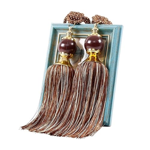 AYWTIUN Seilhalter für Vorhänge 1 Pair Curtain Tie Backs with Tassel Traditional Tieback Curtain Decorative Accessories(Deep Coffee) von AYWTIUN