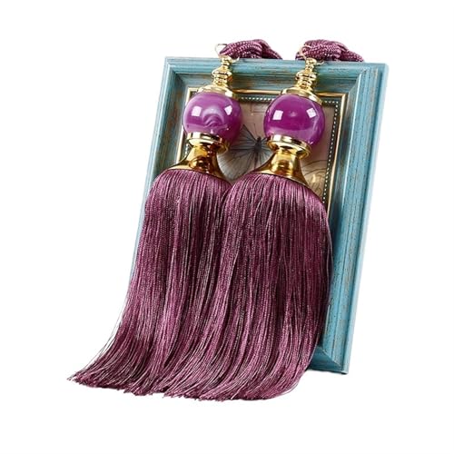 AYWTIUN Seilhalter für Vorhänge 1 Pair Curtain Tie Backs with Tassel Traditional Tieback Curtain Decorative Accessories(Deep Purple) von AYWTIUN