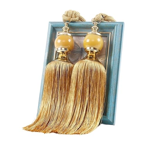 AYWTIUN Seilhalter für Vorhänge 1 Pair Curtain Tie Backs with Tassel Traditional Tieback Curtain Decorative Accessories(Deep beige) von AYWTIUN