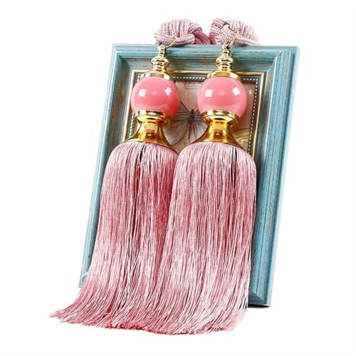 AYWTIUN Seilhalter für Vorhänge 1 Pair Curtain Tie Backs with Tassel Traditional Tieback Curtain Decorative Accessories(Deep pink) von AYWTIUN