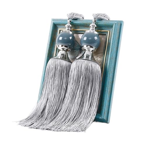 AYWTIUN Seilhalter für Vorhänge 1 Pair Curtain Tie Backs with Tassel Traditional Tieback Curtain Decorative Accessories(Grey) von AYWTIUN