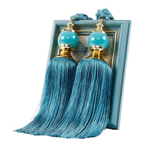 AYWTIUN Seilhalter für Vorhänge 1 Pair Curtain Tie Backs with Tassel Traditional Tieback Curtain Decorative Accessories(Lake Blue) von AYWTIUN