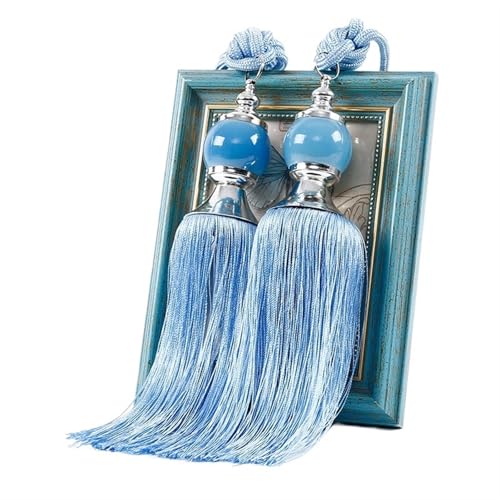 AYWTIUN Seilhalter für Vorhänge 1 Pair Curtain Tie Backs with Tassel Traditional Tieback Curtain Decorative Accessories(Light Blue) von AYWTIUN