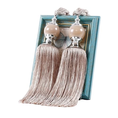 AYWTIUN Seilhalter für Vorhänge 1 Pair Curtain Tie Backs with Tassel Traditional Tieback Curtain Decorative Accessories(Light Coffee) von AYWTIUN