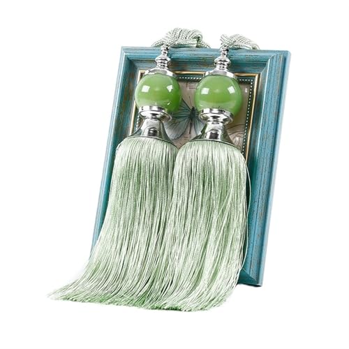 AYWTIUN Seilhalter für Vorhänge 1 Pair Curtain Tie Backs with Tassel Traditional Tieback Curtain Decorative Accessories(Light Green) von AYWTIUN