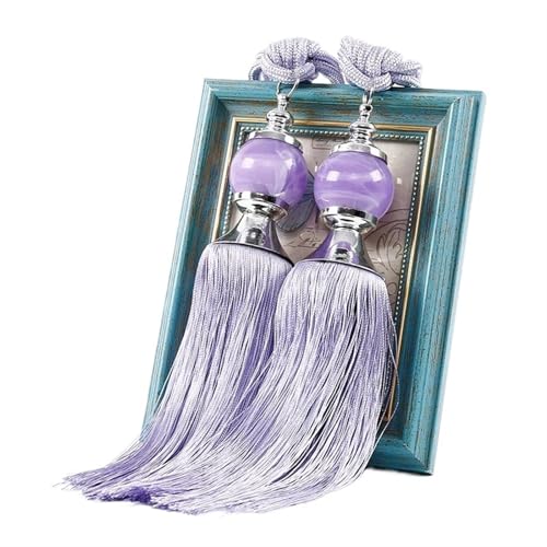 AYWTIUN Seilhalter für Vorhänge 1 Pair Curtain Tie Backs with Tassel Traditional Tieback Curtain Decorative Accessories(Light Purple) von AYWTIUN