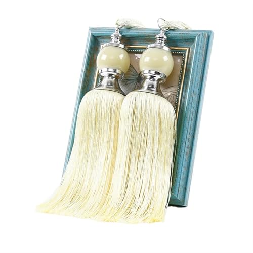 AYWTIUN Seilhalter für Vorhänge 1 Pair Curtain Tie Backs with Tassel Traditional Tieback Curtain Decorative Accessories(Light Yellow) von AYWTIUN