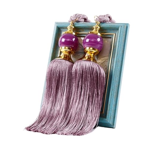 AYWTIUN Seilhalter für Vorhänge 1 Pair Curtain Tie Backs with Tassel Traditional Tieback Curtain Decorative Accessories(Purple) von AYWTIUN