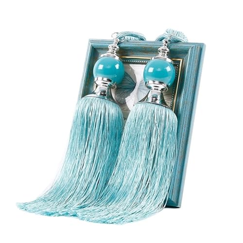 AYWTIUN Seilhalter für Vorhänge 1 Pair Curtain Tie Backs with Tassel Traditional Tieback Curtain Decorative Accessories(Sky Blue) von AYWTIUN