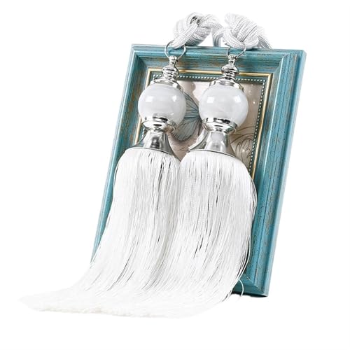 AYWTIUN Seilhalter für Vorhänge 1 Pair Curtain Tie Backs with Tassel Traditional Tieback Curtain Decorative Accessories(White) von AYWTIUN