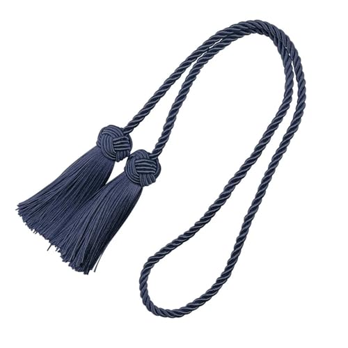 AYWTIUN Seilhalter für Vorhänge 1Pc Tassel Curtain Tieback Gold Tiebacks for Curtains Rope Holder Accessories Polyester Curtain Cord(Dark Blue) von AYWTIUN