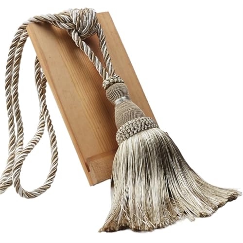 AYWTIUN Seilhalter für Vorhänge 1Pc Tassel Tieback for Curtain Polyester Single Ball Curtain Holder Tie Home Decor Handmade Tassel Fringe Curtain Buckle Rope(Beige) von AYWTIUN