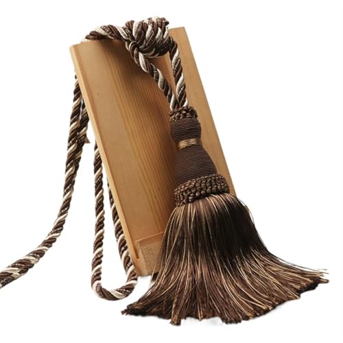 AYWTIUN Seilhalter für Vorhänge 1Pc Tassel Tieback for Curtain Polyester Single Ball Curtain Holder Tie Home Decor Handmade Tassel Fringe Curtain Buckle Rope(Dark Coffee) von AYWTIUN