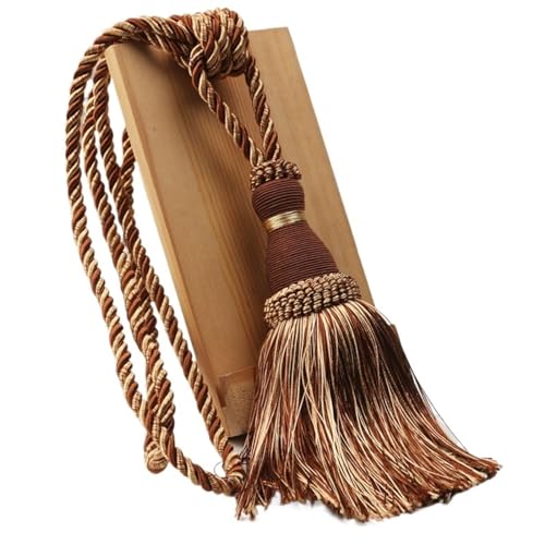 AYWTIUN Seilhalter für Vorhänge 1Pc Tassel Tieback for Curtain Polyester Single Ball Curtain Holder Tie Home Decor Handmade Tassel Fringe Curtain Buckle Rope(Light Coffee) von AYWTIUN