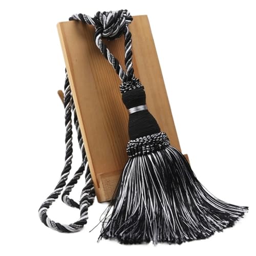 AYWTIUN Seilhalter für Vorhänge 1Pc Tassel Tieback for Curtain Polyester Single Ball Curtain Holder Tie Home Decor Handmade Tassel Fringe Curtain Buckle Rope(Mix Black) von AYWTIUN