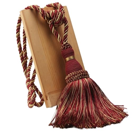 AYWTIUN Seilhalter für Vorhänge 1Pc Tassel Tieback for Curtain Polyester Single Ball Curtain Holder Tie Home Decor Handmade Tassel Fringe Curtain Buckle Rope(Red) von AYWTIUN