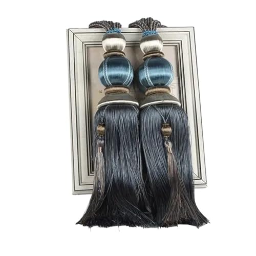 AYWTIUN Seilhalter für Vorhänge 2PCS Rope Curtain Tiebacks Hanging Tassel Tiebacks for Curtain Accessories Pearls Ball Beaded Tassel Hanging Ball(Dark Blue) von AYWTIUN