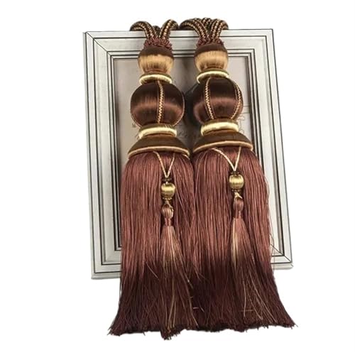 AYWTIUN Seilhalter für Vorhänge 2PCS Rope Curtain Tiebacks Hanging Tassel Tiebacks for Curtain Accessories Pearls Ball Beaded Tassel Hanging Ball(Dark Coffee) von AYWTIUN