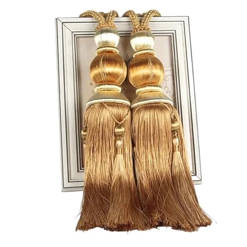 AYWTIUN Seilhalter für Vorhänge 2PCS Rope Curtain Tiebacks Hanging Tassel Tiebacks for Curtain Accessories Pearls Ball Beaded Tassel Hanging Ball(Gold) von AYWTIUN