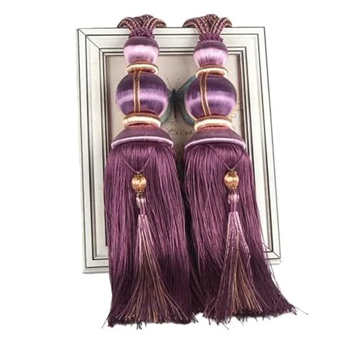 AYWTIUN Seilhalter für Vorhänge 2PCS Rope Curtain Tiebacks Hanging Tassel Tiebacks for Curtain Accessories Pearls Ball Beaded Tassel Hanging Ball(Purple) von AYWTIUN