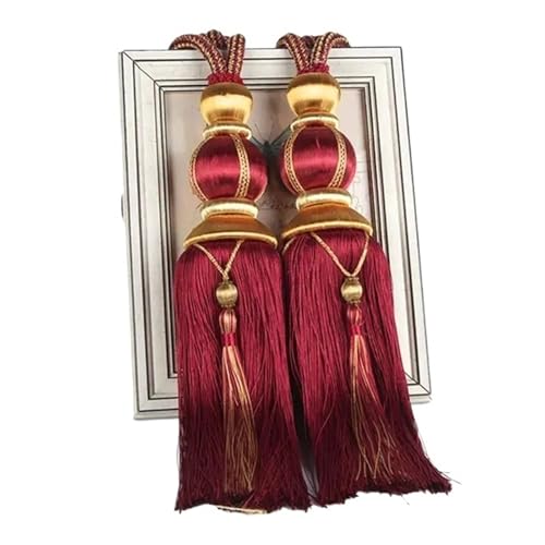 AYWTIUN Seilhalter für Vorhänge 2PCS Rope Curtain Tiebacks Hanging Tassel Tiebacks for Curtain Accessories Pearls Ball Beaded Tassel Hanging Ball(Wine red) von AYWTIUN