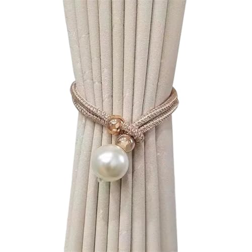 AYWTIUN Seilhalter für Vorhänge Adjustable Pearl Curtain Tieback Pearl Curtain Accessories Creative Household Buckle Tie Rope(Champagne) von AYWTIUN