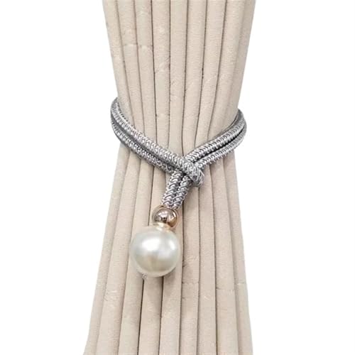 AYWTIUN Seilhalter für Vorhänge Adjustable Pearl Curtain Tieback Pearl Curtain Accessories Creative Household Buckle Tie Rope(Grey) von AYWTIUN