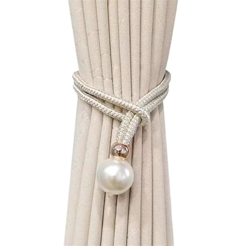 AYWTIUN Seilhalter für Vorhänge Adjustable Pearl Curtain Tieback Pearl Curtain Accessories Creative Household Buckle Tie Rope(White) von AYWTIUN