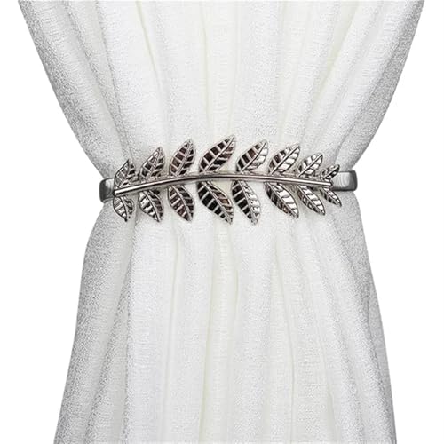 AYWTIUN Seilhalter für Vorhänge Curtain Tiebacks Alloy Drapery Holdback Elastic Window Curtain Ties Backs for Decorative Curtain Holdbacks(String Silver Leaves) von AYWTIUN