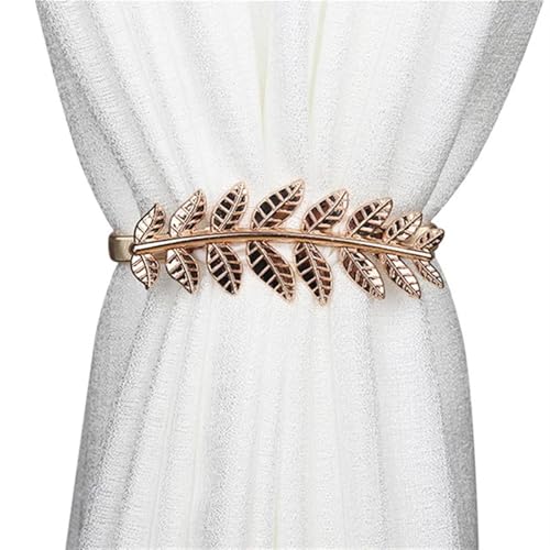 AYWTIUN Seilhalter für Vorhänge Curtain Tiebacks Alloy Drapery Holdback Elastic Window Curtain Ties Backs for Decorative Curtain Holdbacks(String golden Leaves) von AYWTIUN