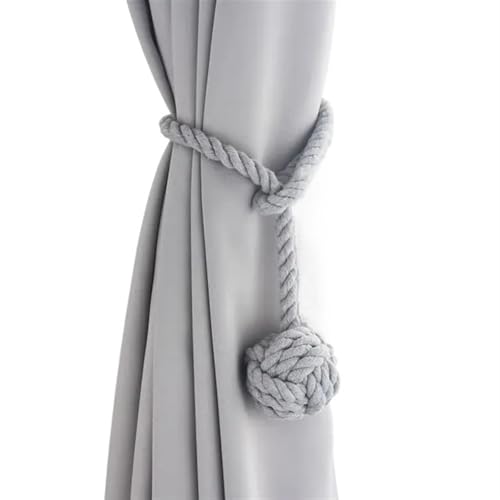 AYWTIUN Seilhalter für Vorhänge Curtain Tiebacks Handmade Natural Cotton Rope Round Finial Drapery Tie Backs Decor Holders for Window Curtain(Gray) von AYWTIUN