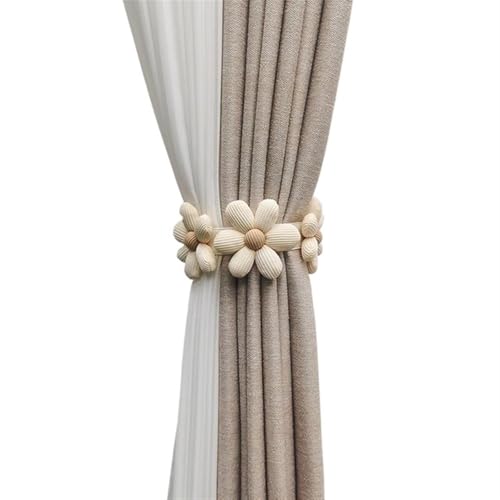 AYWTIUN Seilhalter für Vorhänge Flower Curtain Strap Woven Curtain Drawstring Rope Cartoon Flower Curtain Buckle Flower Tassel Curtain Tieback(Beige A) von AYWTIUN