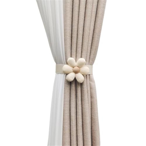 AYWTIUN Seilhalter für Vorhänge Flower Curtain Strap Woven Curtain Drawstring Rope Cartoon Flower Curtain Buckle Flower Tassel Curtain Tieback(Beige B) von AYWTIUN