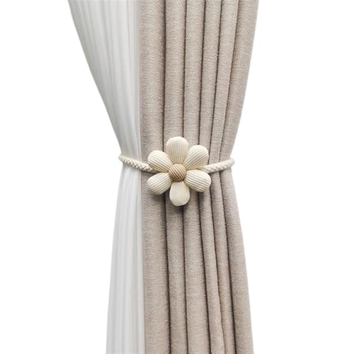 AYWTIUN Seilhalter für Vorhänge Flower Curtain Strap Woven Curtain Drawstring Rope Cartoon Flower Curtain Buckle Flower Tassel Curtain Tieback(Beige C) von AYWTIUN