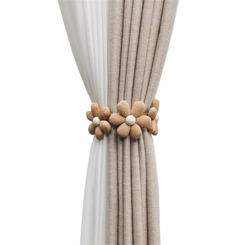 AYWTIUN Seilhalter für Vorhänge Flower Curtain Strap Woven Curtain Drawstring Rope Cartoon Flower Curtain Buckle Flower Tassel Curtain Tieback(Brown A) von AYWTIUN