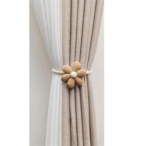 AYWTIUN Seilhalter für Vorhänge Flower Curtain Strap Woven Curtain Drawstring Rope Cartoon Flower Curtain Buckle Flower Tassel Curtain Tieback(Brown C) von AYWTIUN