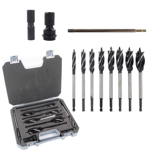 Professional Holzbohrer Set, Schneckenbohrer Selbstvorschub mit Verlängerungsstange Holzbohrer Bohrer 8 Schlangenbohrer 10mm/12mm/14mm/16mm/18mm/20mm/22mm/25mm mit 1/4 Zoll Sechskantschaft von AYYDS