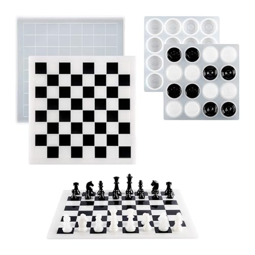 18 pcs Harzschach -Set -Formen, in voller Größe 3D -Schach -Silikonformen, Schachformen für Harzguss, lustige Schachformen für Epoxidharz, sicheres Silikon -Schachharzform -Set von AZIDWERYQ