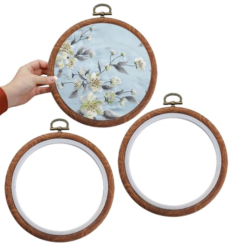 AZIDWERYQ Runde Stickerei Hoop, 3pcs Scross Stitch Hoop Ring, 5 -Zoll -imitierter Holzrahmen für Stickereien Kunsthandwerk nähen Ornamente hängen Dekoration Kleiner Stickerei von AZIDWERYQ