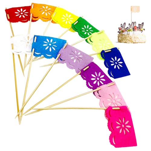 Set von 24 PCs Mini mexikanisch Papier Tissue Banner Flaggen Dekoration, mehrfarbige Fiesta-Party-Dekorationen Mexikanischer Fiesta-Kuchen-Topper für mexikanische Themen-Party-Dekorationen Mexikanisc von AZIDWERYQ