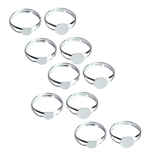 Tablettfinger Ringe leere Metall leere Ringe Basisfunde DIY Supplies Pad Schmuck machen einstellbare Ringzubehör 8mm 10pcs Ringe Rohlinge von AZIDWERYQ