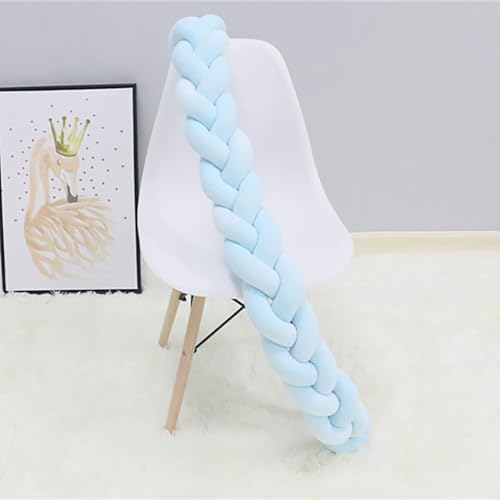 AZMAHT Geflochtene Bettschlange Nestchen Babybett Umrandung Geflochtenes SeitenschläFerkissen Baby Geflochtene Kissen Geknotet Rundum Schlange Kinderbett Baby Crib Protection,Blau,100cm von AZMAHT