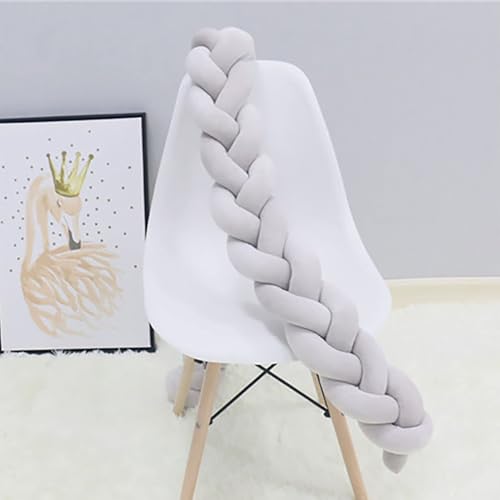 AZMAHT Geflochtene Bettschlange Nestchen Babybett Umrandung Geflochtenes SeitenschläFerkissen Baby Geflochtene Kissen Geknotet Rundum Schlange Kinderbett Baby Crib Protection,Grau,100cm von AZMAHT