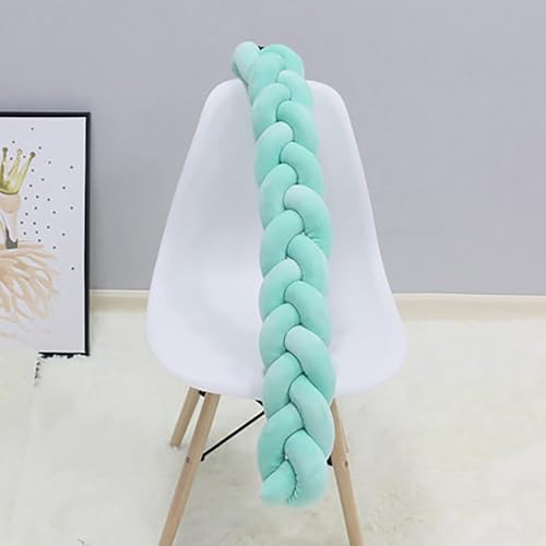 AZMAHT Geflochtene Bettschlange Nestchen Babybett Umrandung Geflochtenes SeitenschläFerkissen Baby Geflochtene Kissen Geknotet Rundum Schlange Kinderbett Baby Crib Protection,Grün,150cm von AZMAHT