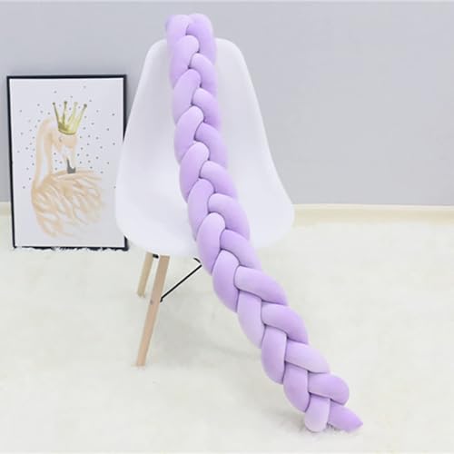 AZMAHT Geflochtene Bettschlange Nestchen Babybett Umrandung Geflochtenes SeitenschläFerkissen Baby Geflochtene Kissen Geknotet Rundum Schlange Kinderbett Baby Crib Protection,Lila,200cm von AZMAHT