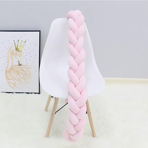 AZMAHT Geflochtene Bettschlange Nestchen Babybett Umrandung Geflochtenes SeitenschläFerkissen Baby Geflochtene Kissen Geknotet Rundum Schlange Kinderbett Baby Crib Protection,Rosa,100cm von AZMAHT