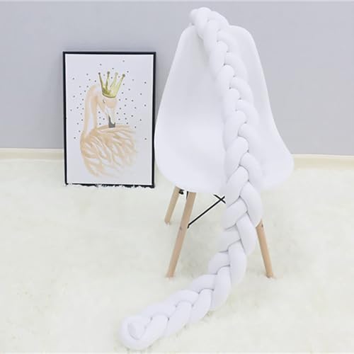 AZMAHT Geflochtene Bettschlange Nestchen Babybett Umrandung Geflochtenes SeitenschläFerkissen Baby Geflochtene Kissen Geknotet Rundum Schlange Kinderbett Baby Crib Protection,Weiß,100cm von AZMAHT