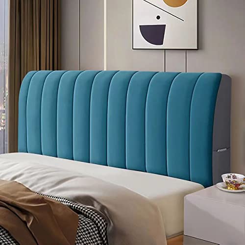 Kopfteilbezug Für Bett Bettkopfteil Hussen Bett Kopfteil Bezug Stretch Bett Kopfteil Husse Einfarbig Staubhülle Elastische Ür Gepolsterte Schlafzimmer Kopfteil Samtstoff ( Color : Blue , Size : 210x60 von AZMANI